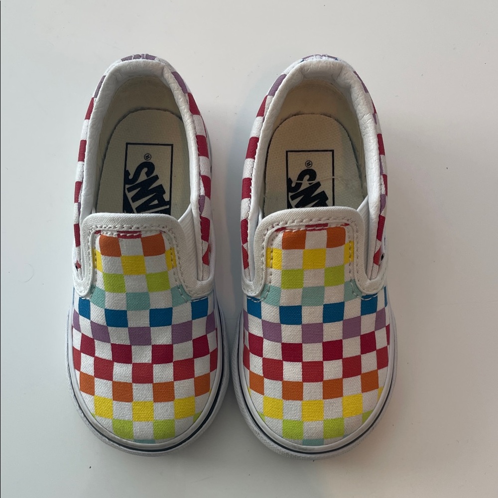 Vans Kids Colorful Checkered Slip-On Sneakers